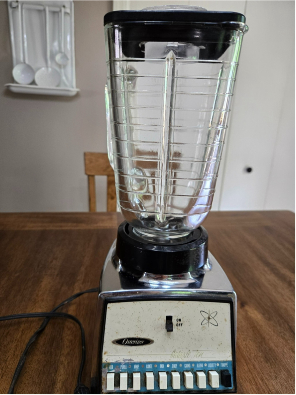 Vintage Osterizer Galaxie Ten 10 Speed Blender Chrome Glass Jar TESTED WORKS MCM